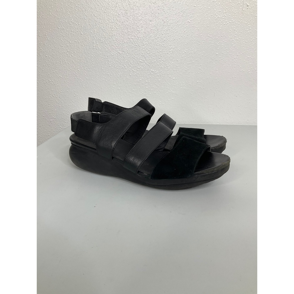 Camper Oruga Up Black Leather Suede Platform Slingback Sandals Womens 42